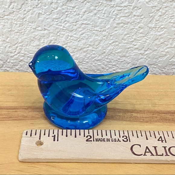 Handmade 2013 Leo Ward Signed Blue Bird of Happiness 2.5” Glass Figurine - Picture 6 of 11